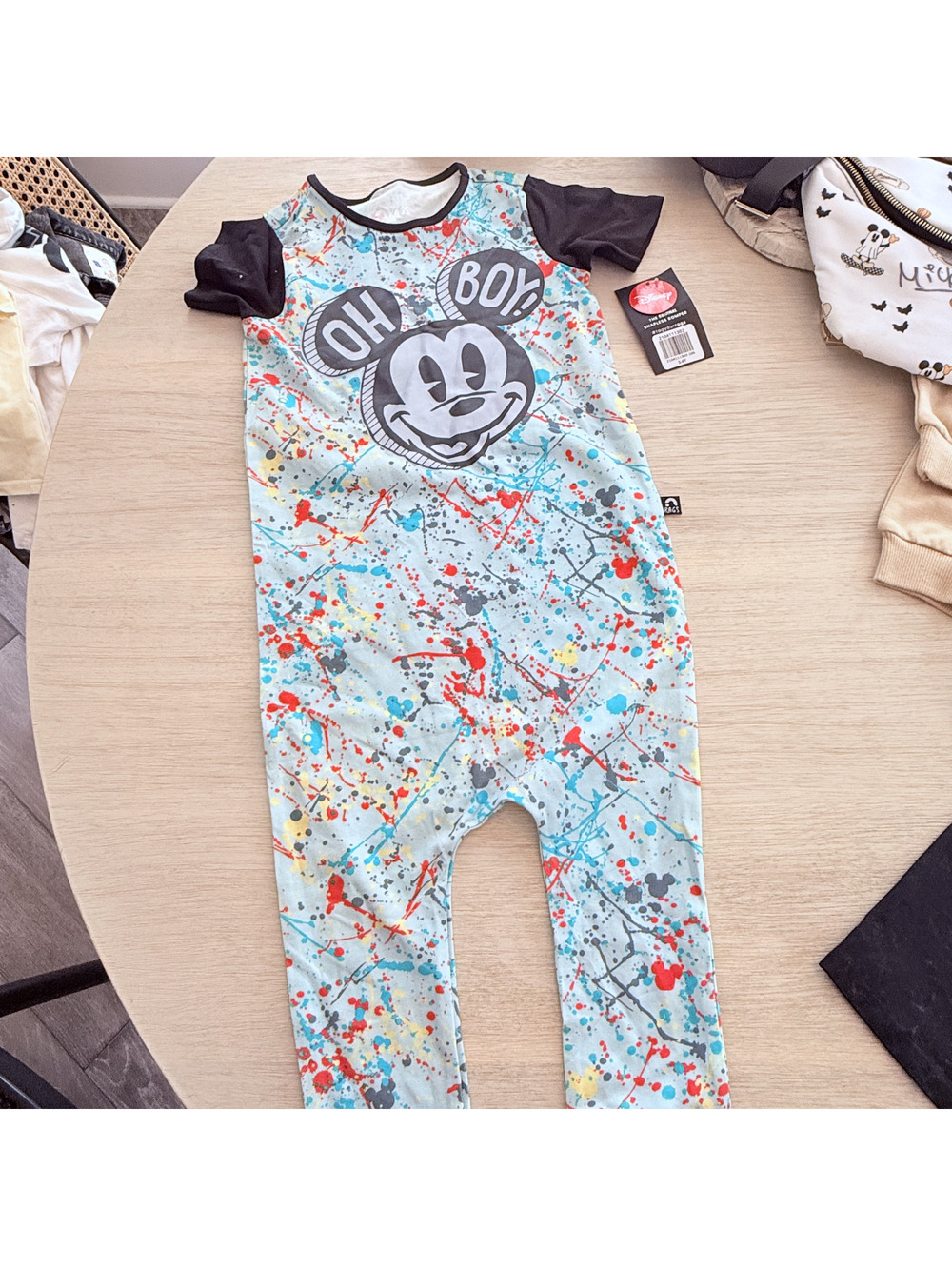 Rags to raches Mickey Mouse oh boy romper NWT
